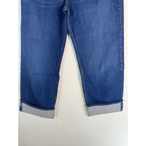 Abercrombie The 90's Straight Ultra High Rise Jeans Dark With Cuff Sz 32 14s New - Picture 2 of 12